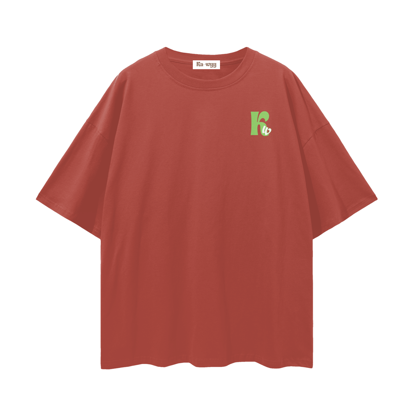 T-shirt with green 'Good Vibes' - Brick Red