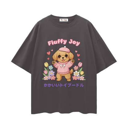 Fluffy Joy Toy Poodle - Loose Drop Shoulder T-Shirt