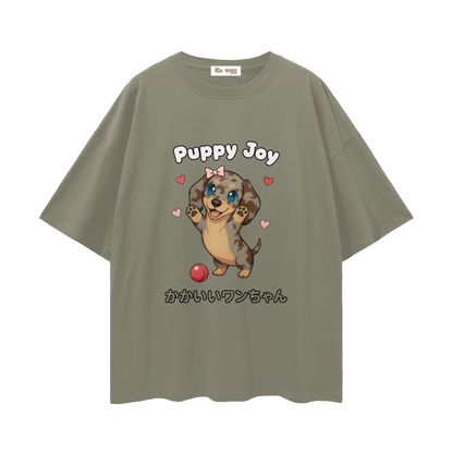 Puppy Joy Dapple Dachshund - Loose Drop Shoulder T-Shirt