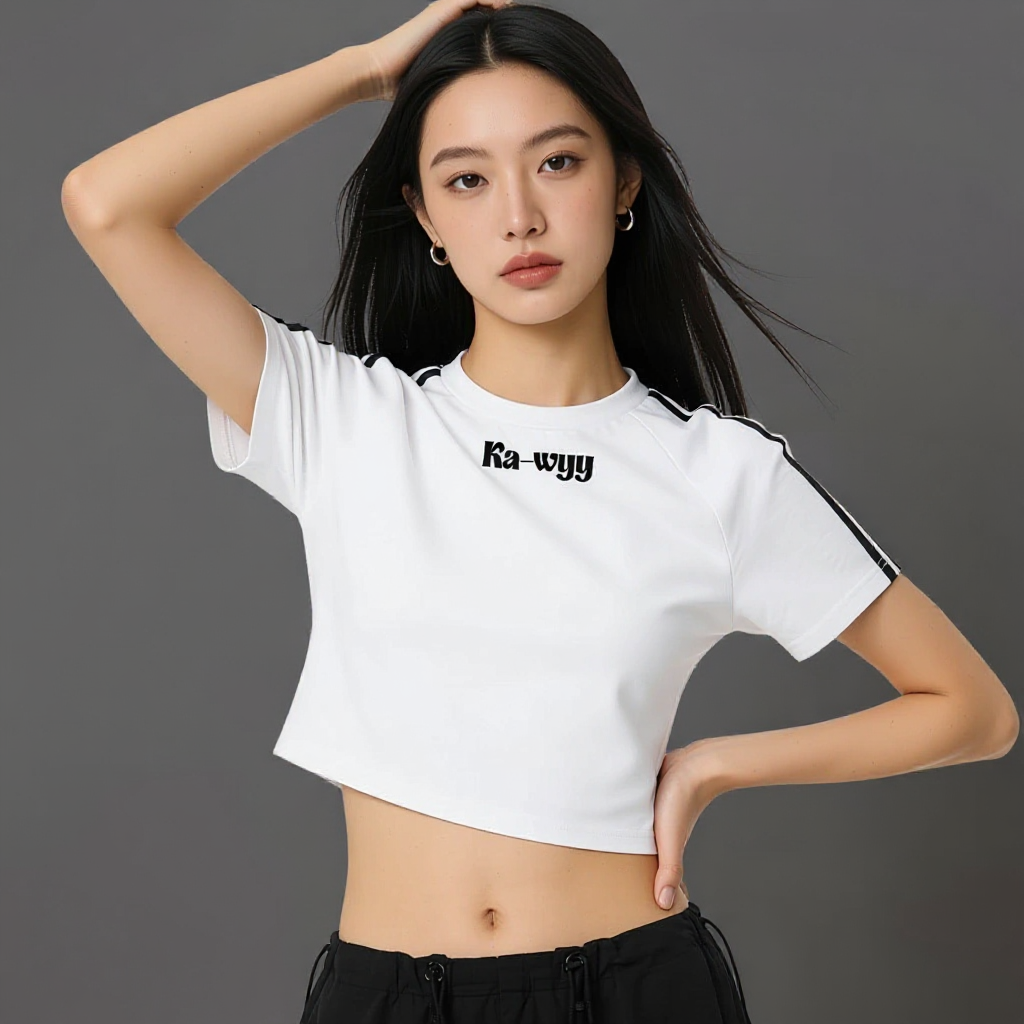 Taped Cooling Performance Crop Top - White