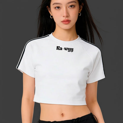 Taped Cooling Performance Crop Top - White