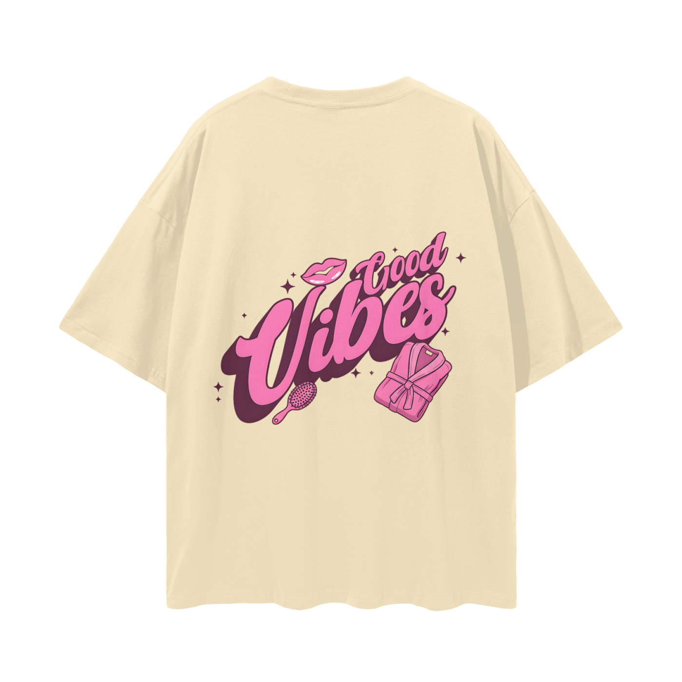 T-shirt with 'Good Vibes' text - Light Apricot