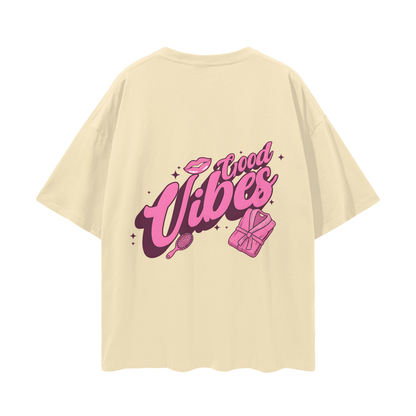 T-shirt with 'Good Vibes' text - Light Apricot