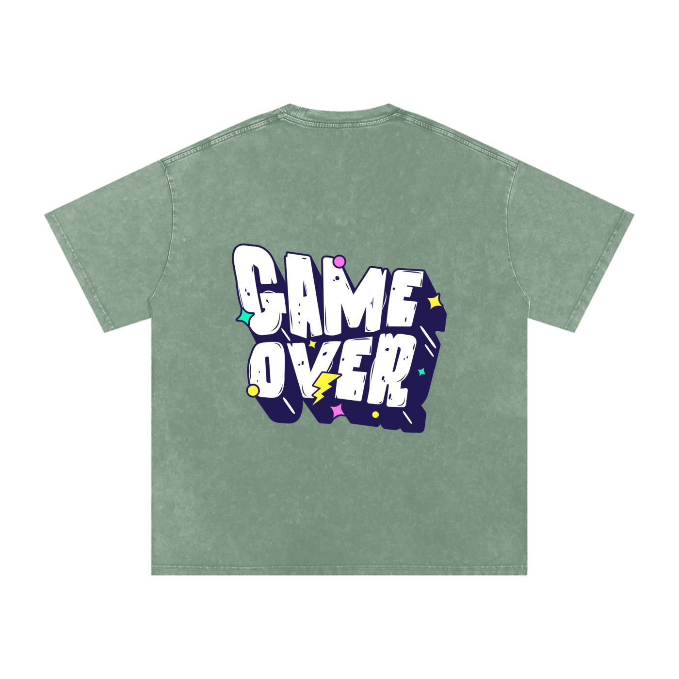 T-shirt with 'GAME OVER' text - Bean Green