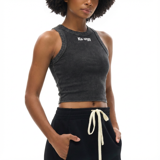 Snow Washed Tank Top - Black