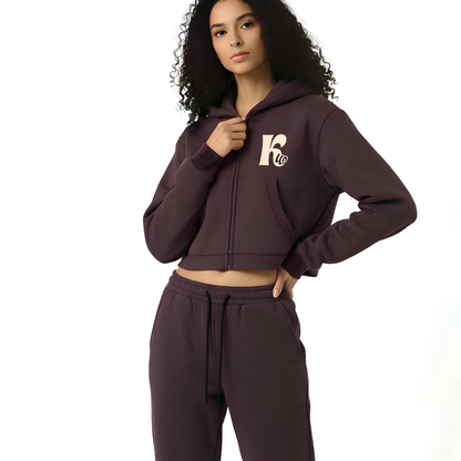 Zip-Up Hoodie Dark Reddish Purple