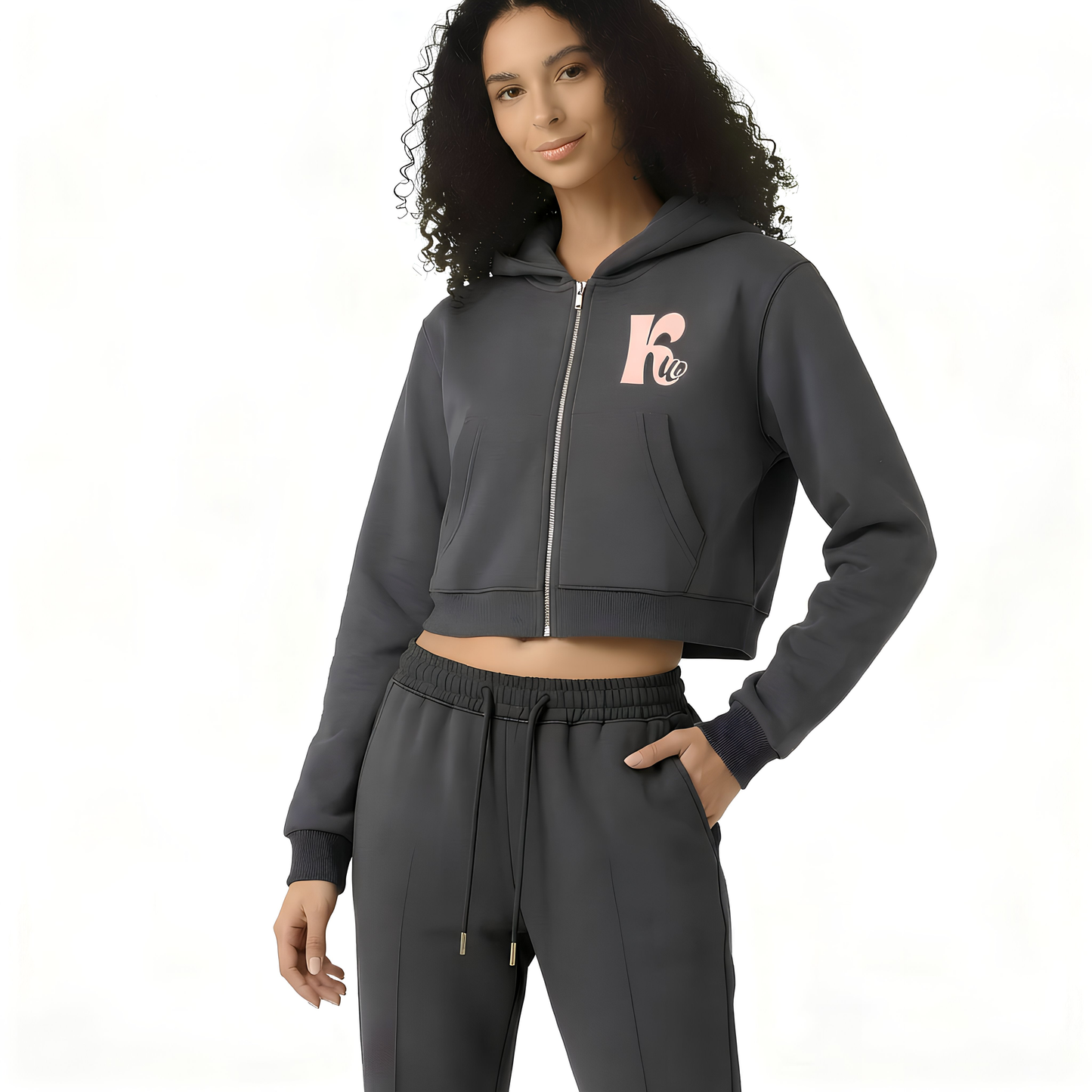 Zip-Up Hoodie Charcoal Gray