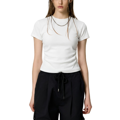 Vintage Washed Bodycon Cotton T-Shirt