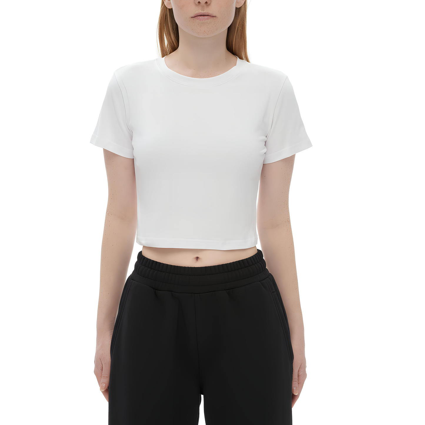 Fitted Crop Cotton T-Shirt - White