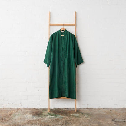 Linen Bathrobe - Emerald Green (Long)