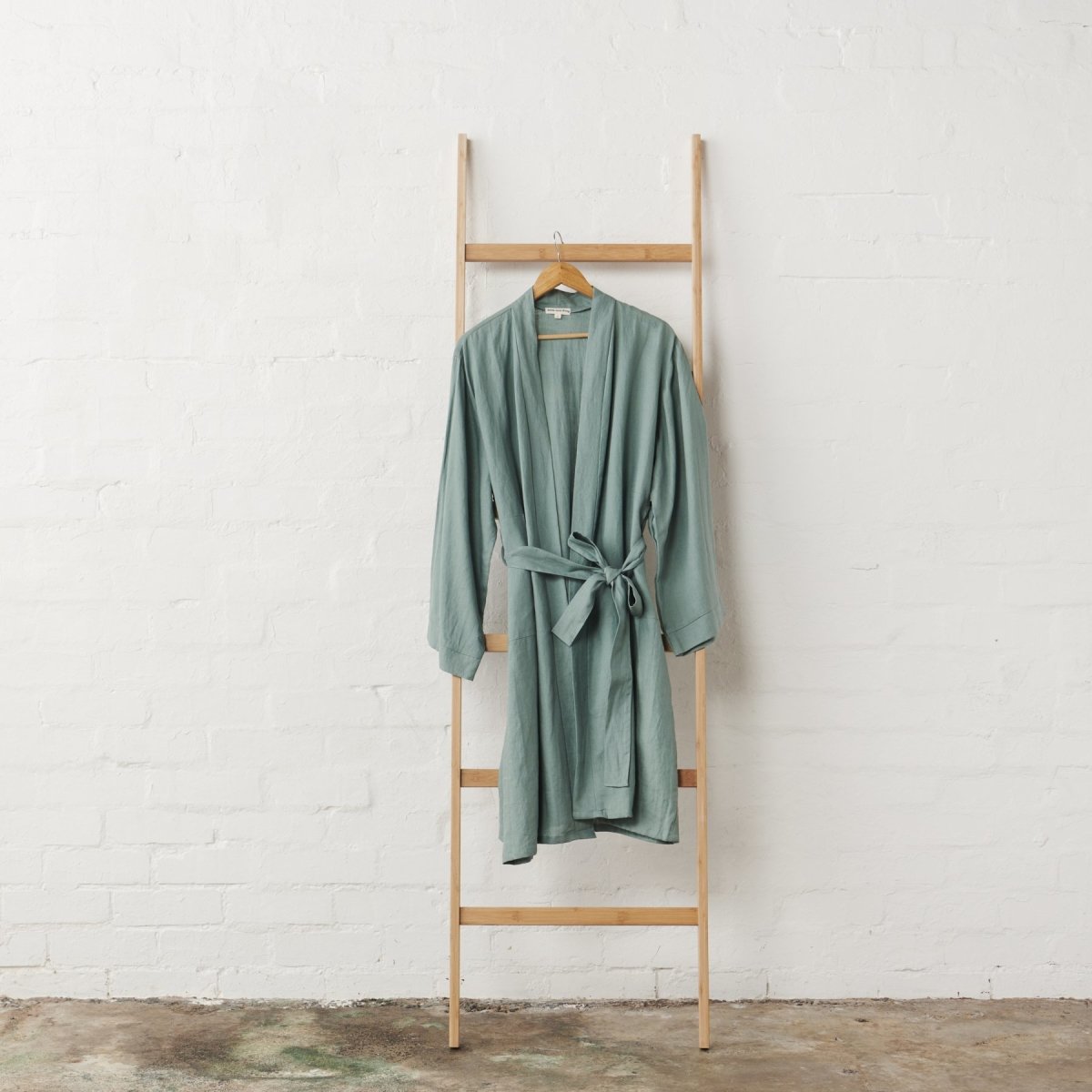 Linen Bathrobe in Sage Green
