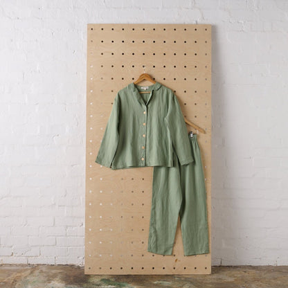 Linen Pyjama - Classic Set in Pistachio