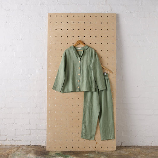 Linen Pyjama - Classic Set in Pistachio