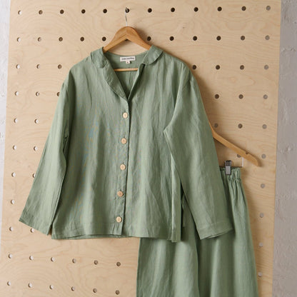 Linen Pyjama - Classic Set in Pistachio