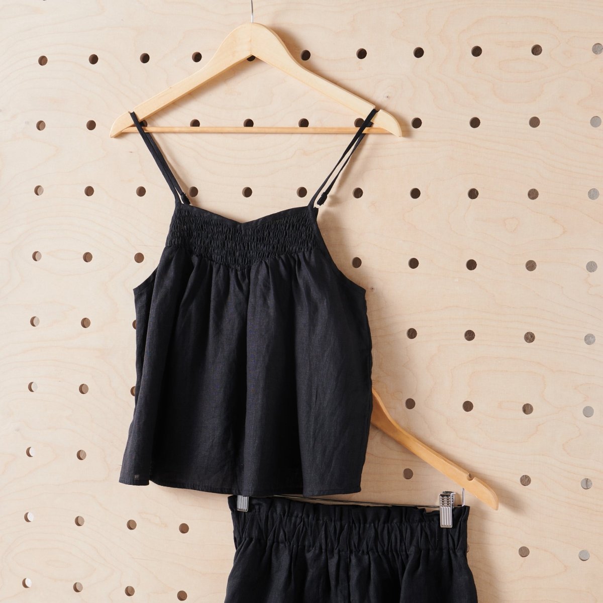 Linen Cami and Short Set in Black