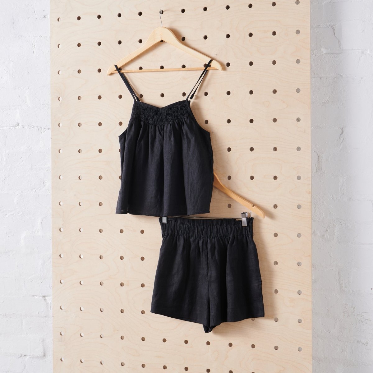 Linen Cami and Short Set in Black