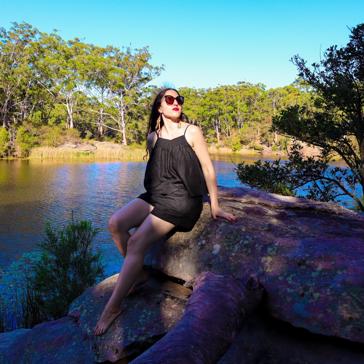 Linen Cami and Short Set in Black